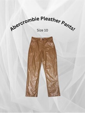 Abercrombie & Fitch Tan Pleather Straight-Leg Pants